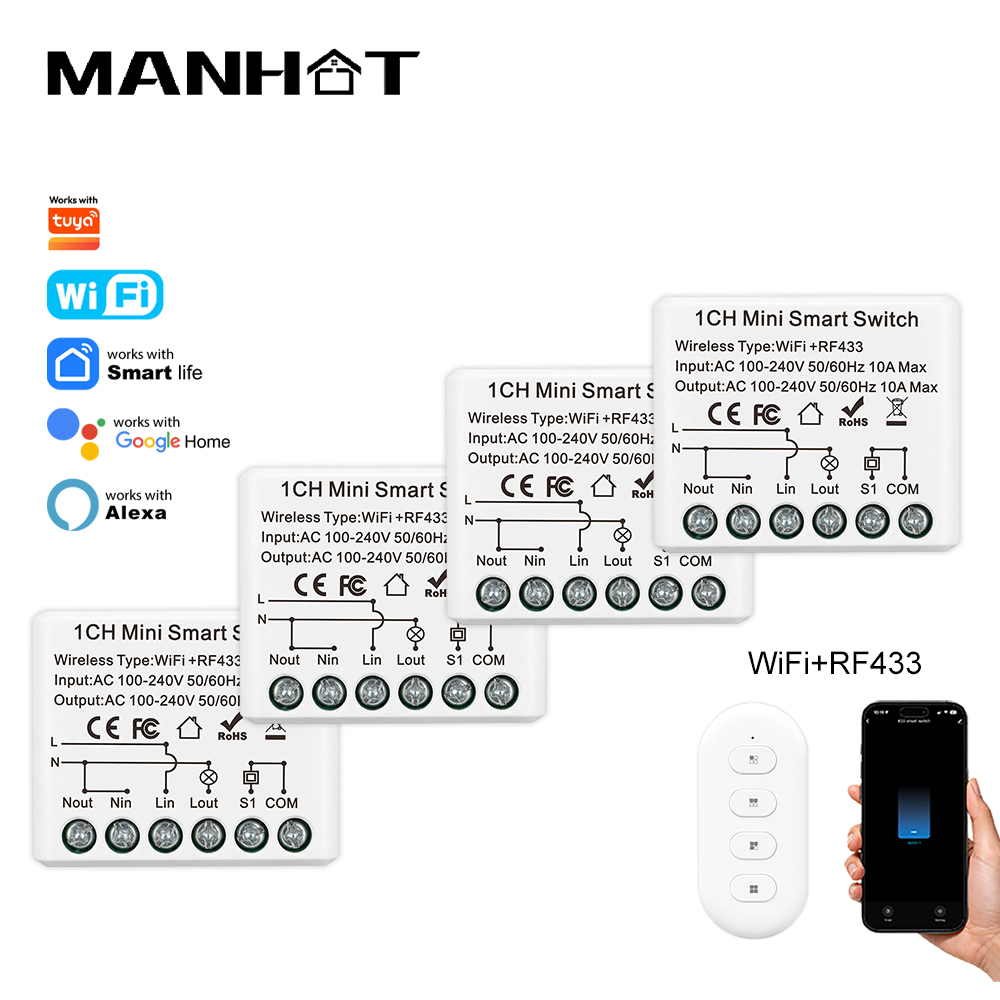 Smart Light Switch Wifi - Miniaturowy inteligentny przełącznik WIFI 10A RF433Mhz